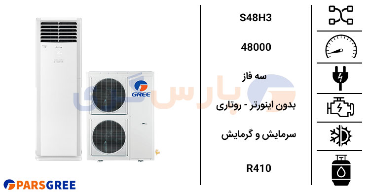 مشخصات کولر گازی ایستاده گری 48000