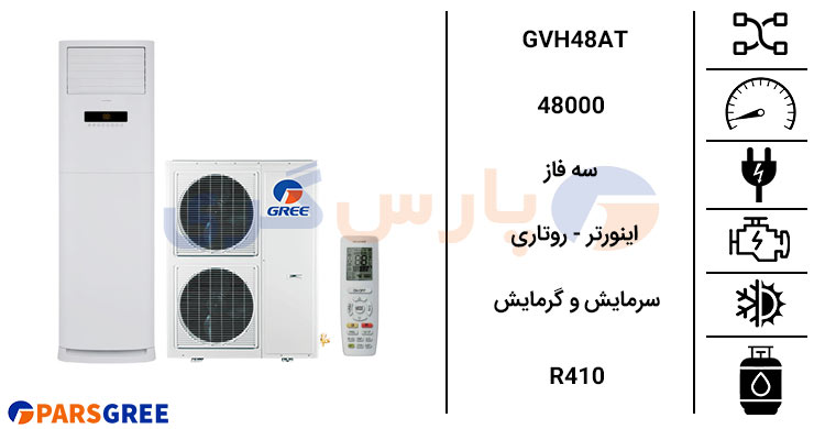 مشخصات کولر گازی ایستاده گری اینورتر 48000