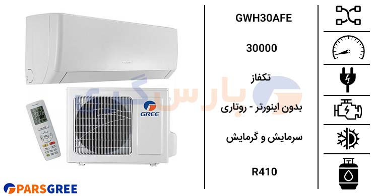 مشخصات کولر گازی گری پلار 30000 مدل gwh30afe